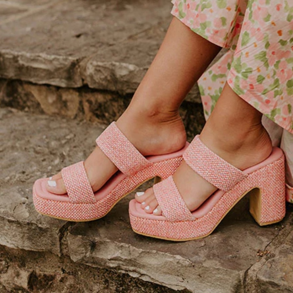 Stylish Pink/CoralPlatform Sandals